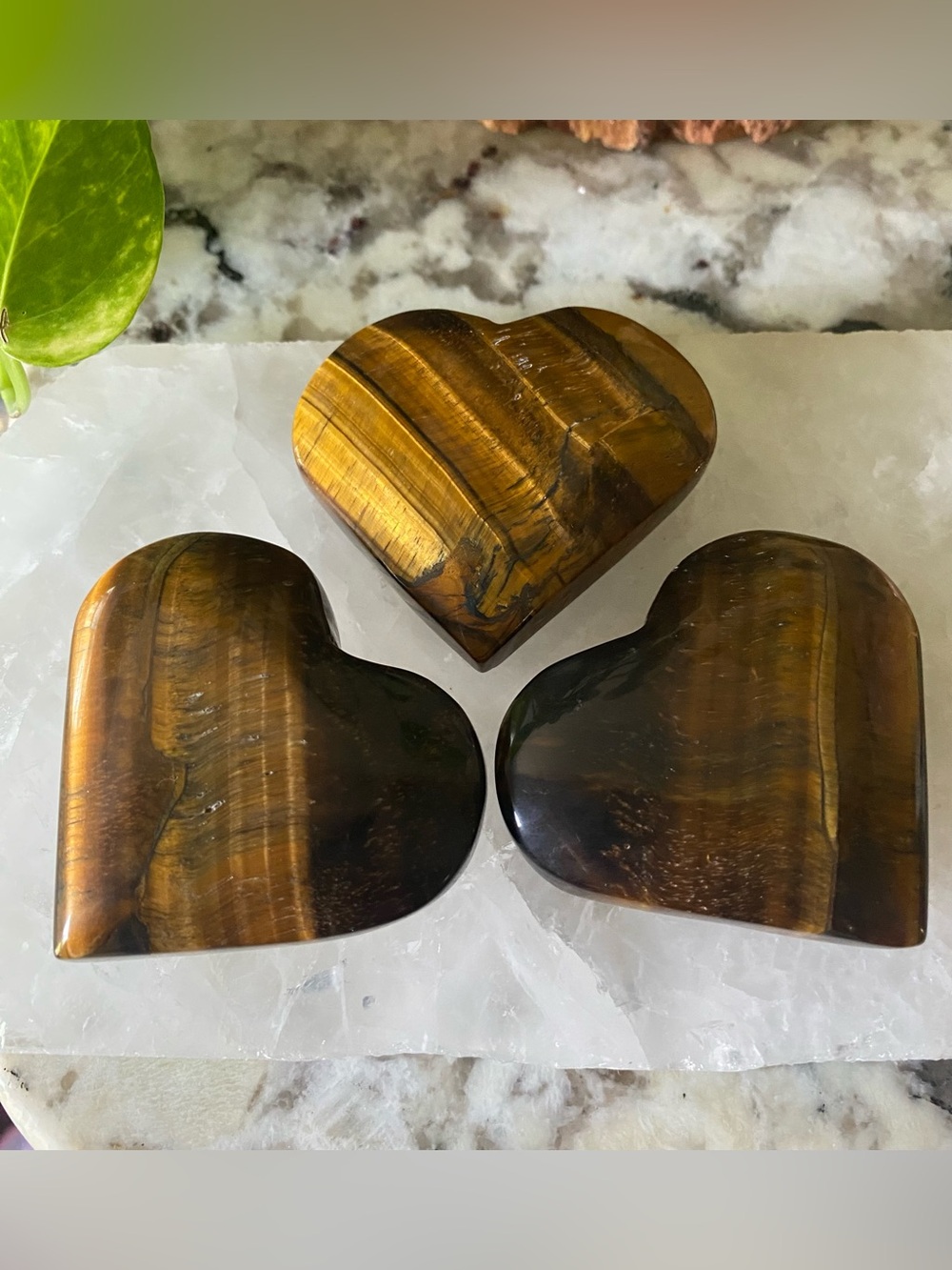 🐯✨ Golden Tiger’s Eye Crystal Hearts ✨🐯